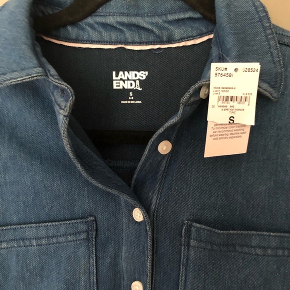 NWT LANDS’ END Sport Knit Soft Cotton Denim Blue Popover Tunic Size Small - Picture 4 of 6